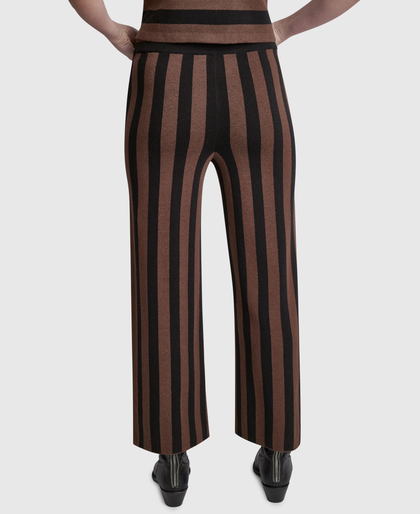 Женские брюки DKNY Jeans Pull-On Striped Ankle-Length, цвет: Каштановый / Чёрный — фото 5