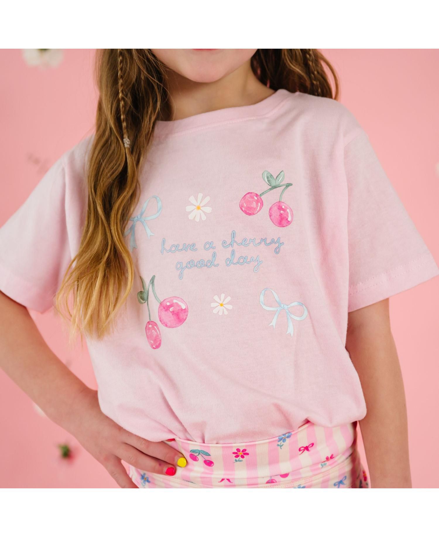 Little Girl's Cherry Good Day Short Sleeve T-Shirt
