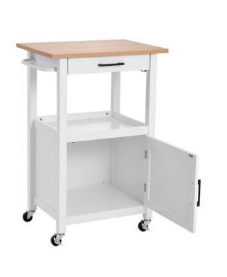 Kitchen Island Cart on Wheels Mobile Storage Cart Single Door Cabinet Drawer