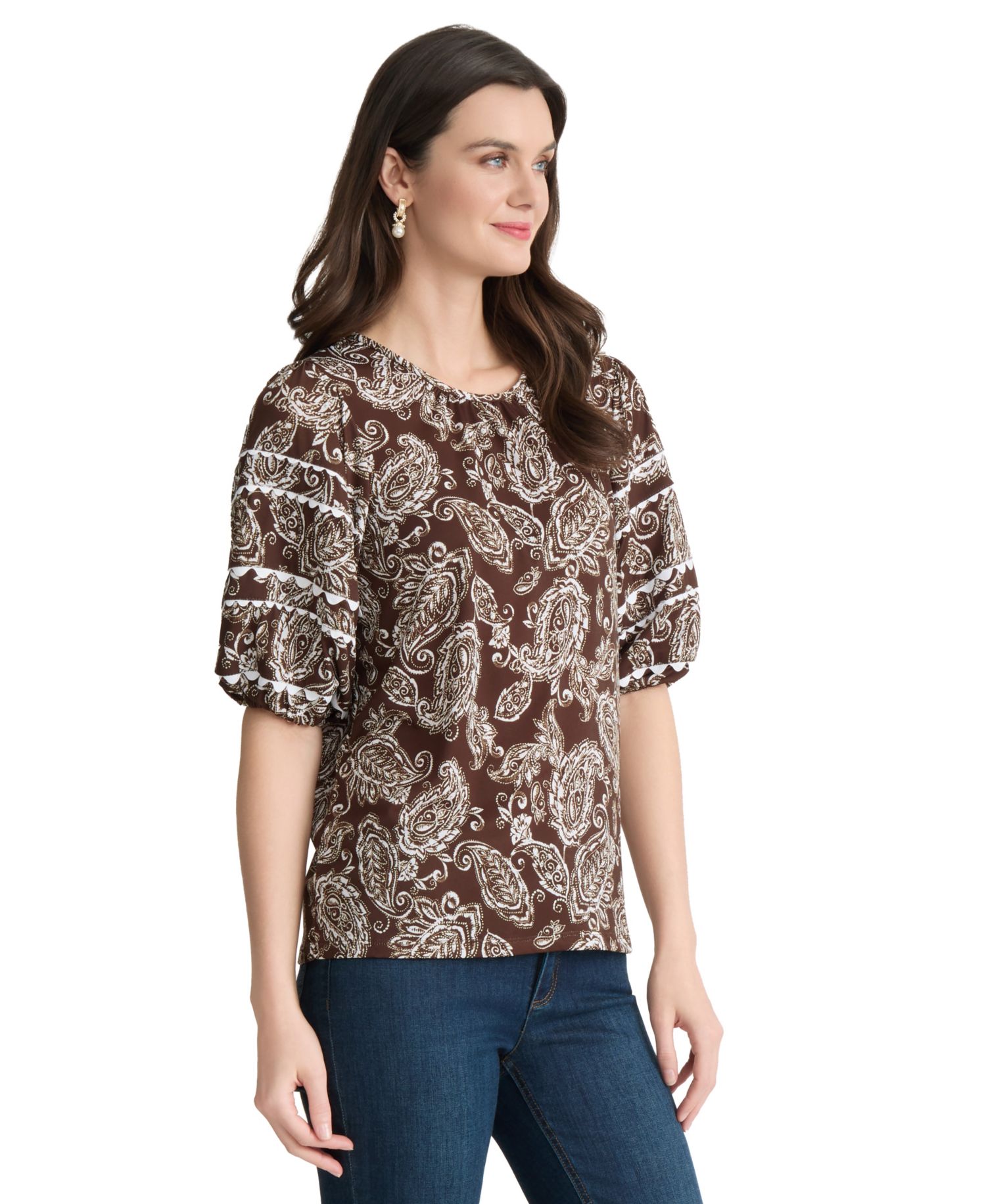 Petite Printed Crewneck Top