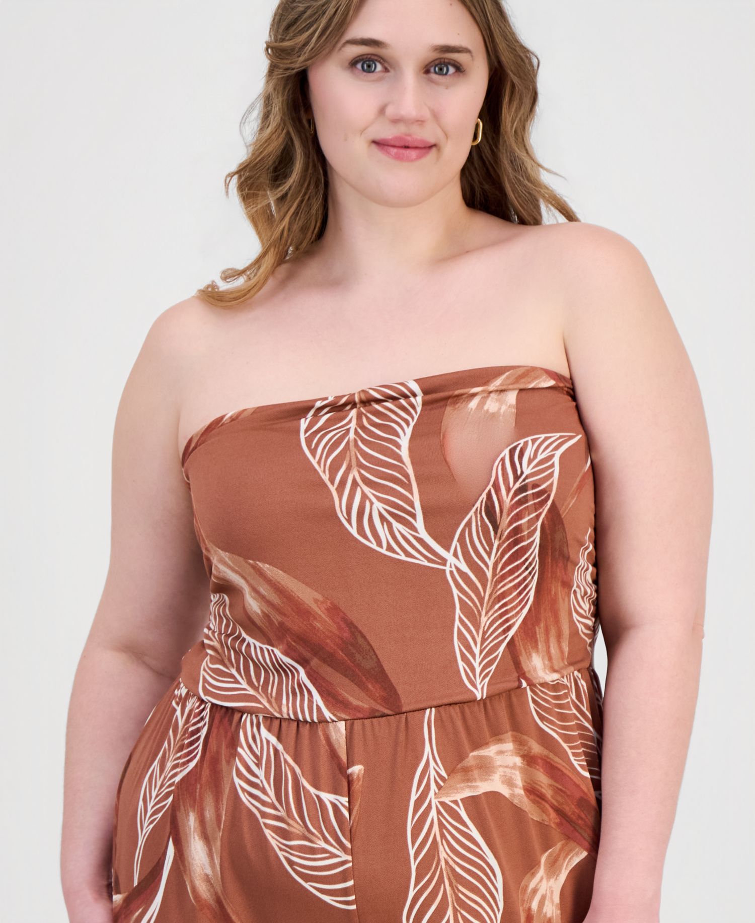 Trendy Plus Size Strapless Ruched Jumpsuit