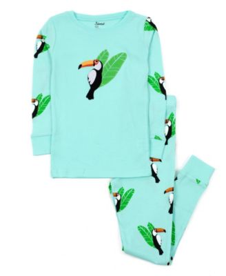 Leveret Toddler Boys Matching Family Two-Piece Cotton Long Sleeve Shirt and Pants Pajama Set 2T-5T - Animal and Nature Prints - Toucan bird aqua blue 40$
