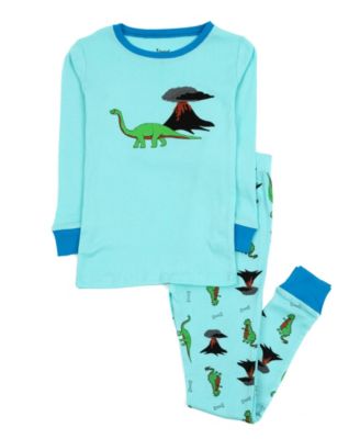 Leveret Toddler Boys Matching Family Two-Piece Cotton Long Sleeve Shirt and Pants Pajama Set 2T-5T - Animal and Nature Prints - Dinosaur aqua blue 40$