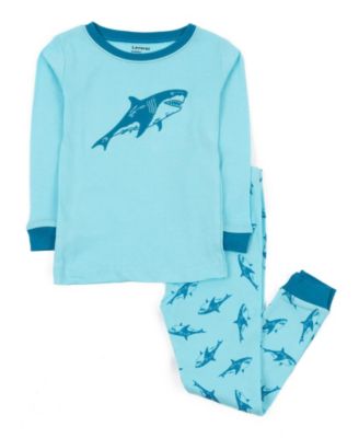 Leveret Toddler Boys Matching Family Two-Piece Cotton Long Sleeve Shirt and Pants Pajama Set 2T-5T - Animal and Nature Prints - Shark bright blue 40$