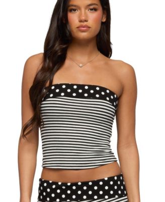 Women's Presley Stripe and Polka Dot Foldover Tube Top