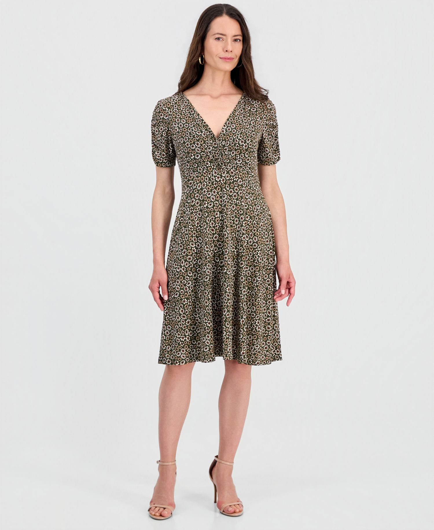 Women's Printed Short-Sleeve A-Line Dress