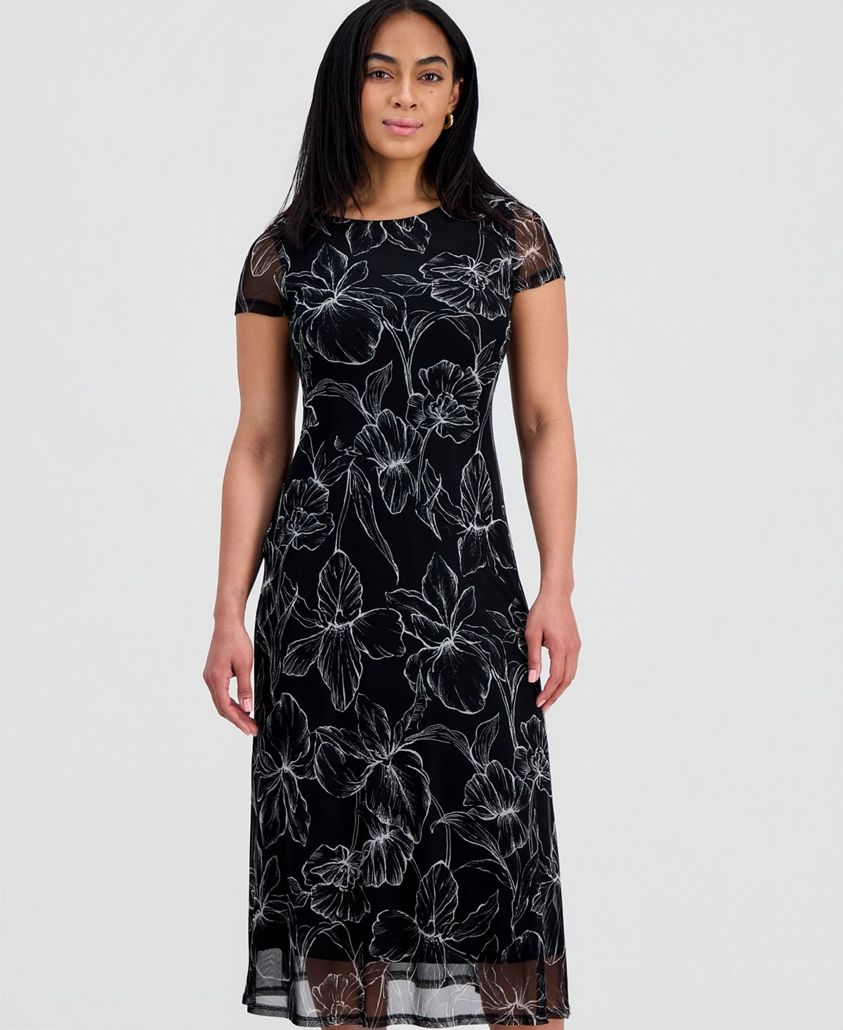 Connected Women's Printed Mesh Midi Dress view 4 — MAYCSS fashion products