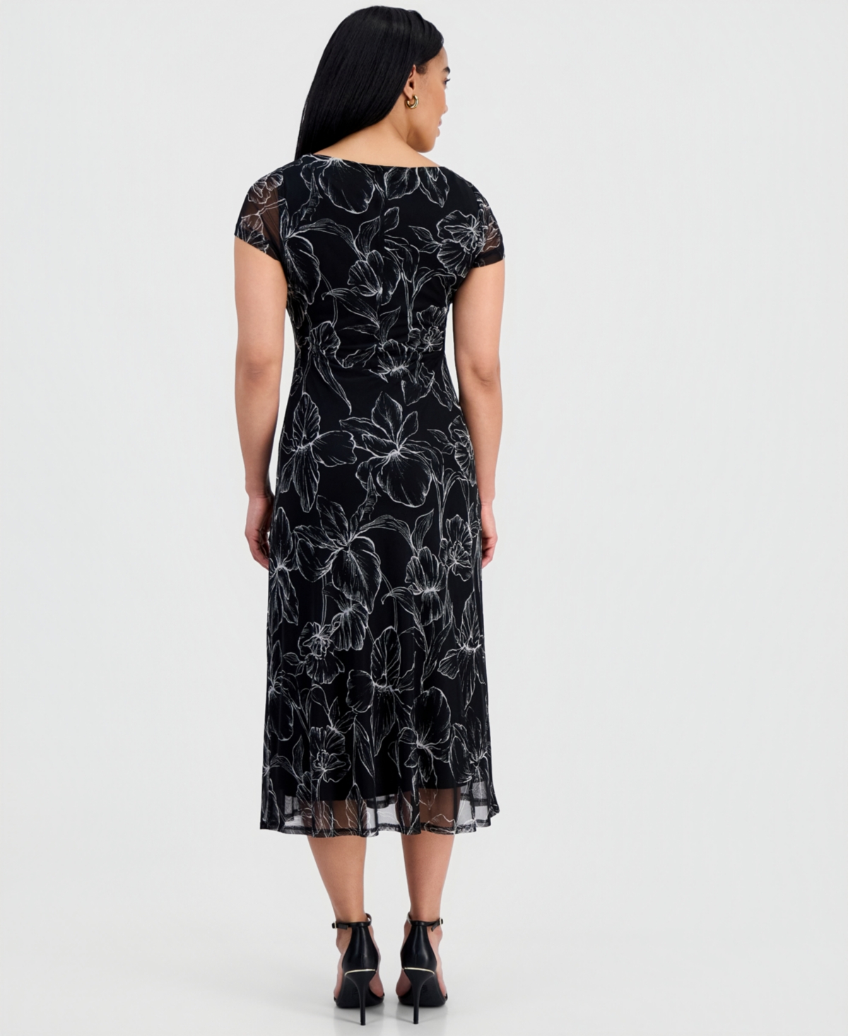 Connected Women's Printed Mesh Midi Dress