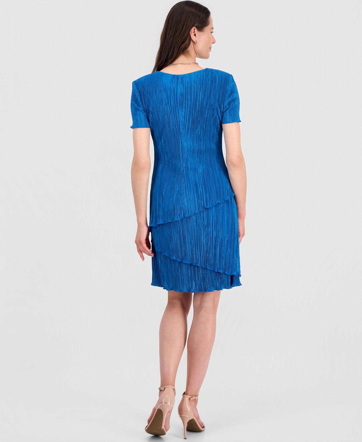Petite V-Neck Tiered Short-Sleeve Sheath Dress
