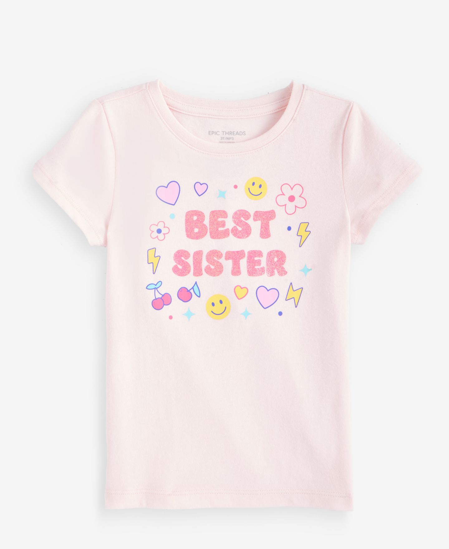 Футболка Epic Threads Best Sister T-Shirt для девочек-малышей, цвет: Розовый — фото 1