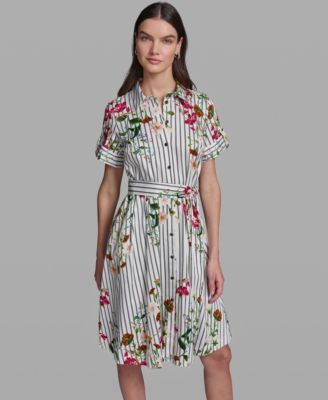 Women's Short-Sleeve Striped Shirt-Dress