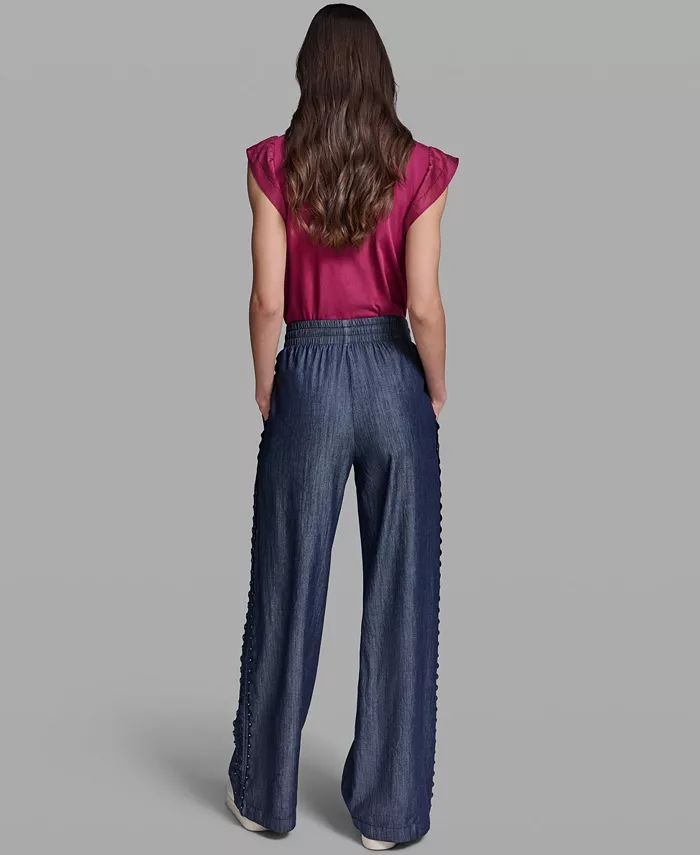Women's Soft Drawstring Waist Side Detail Pull-On Pants - thumbnail 7