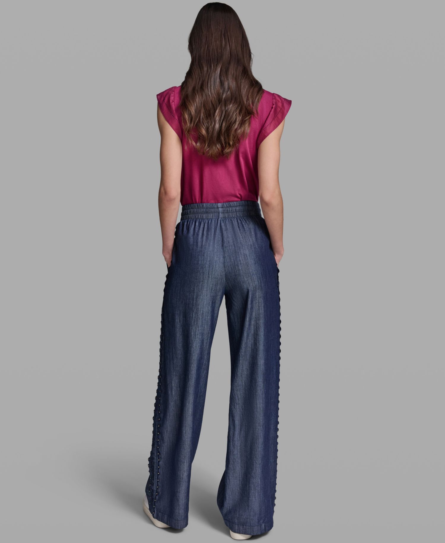 Women's Soft Drawstring Waist Side Detail Pull-On Pants