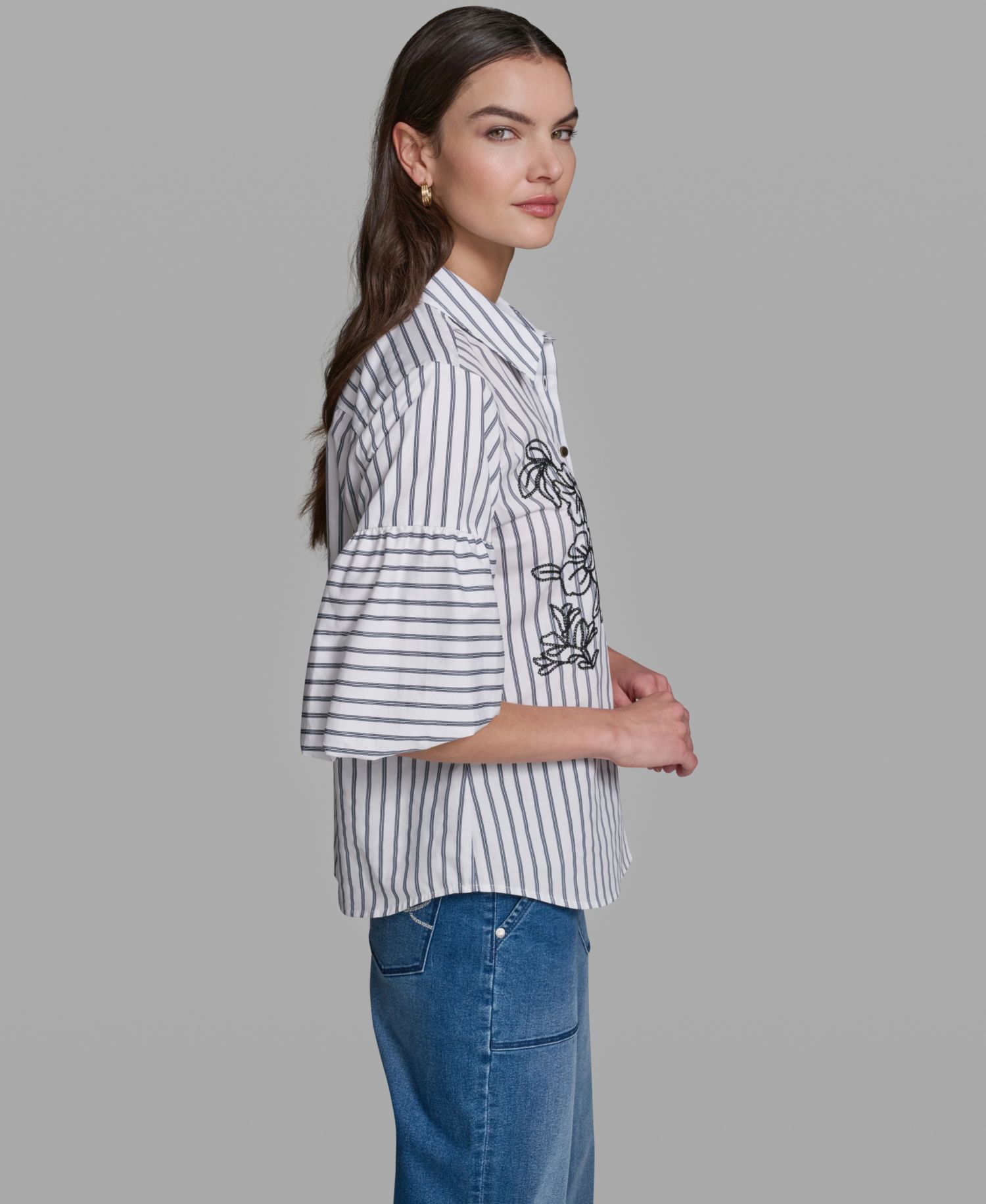 Women's Short-Sleeve Striped Shirt