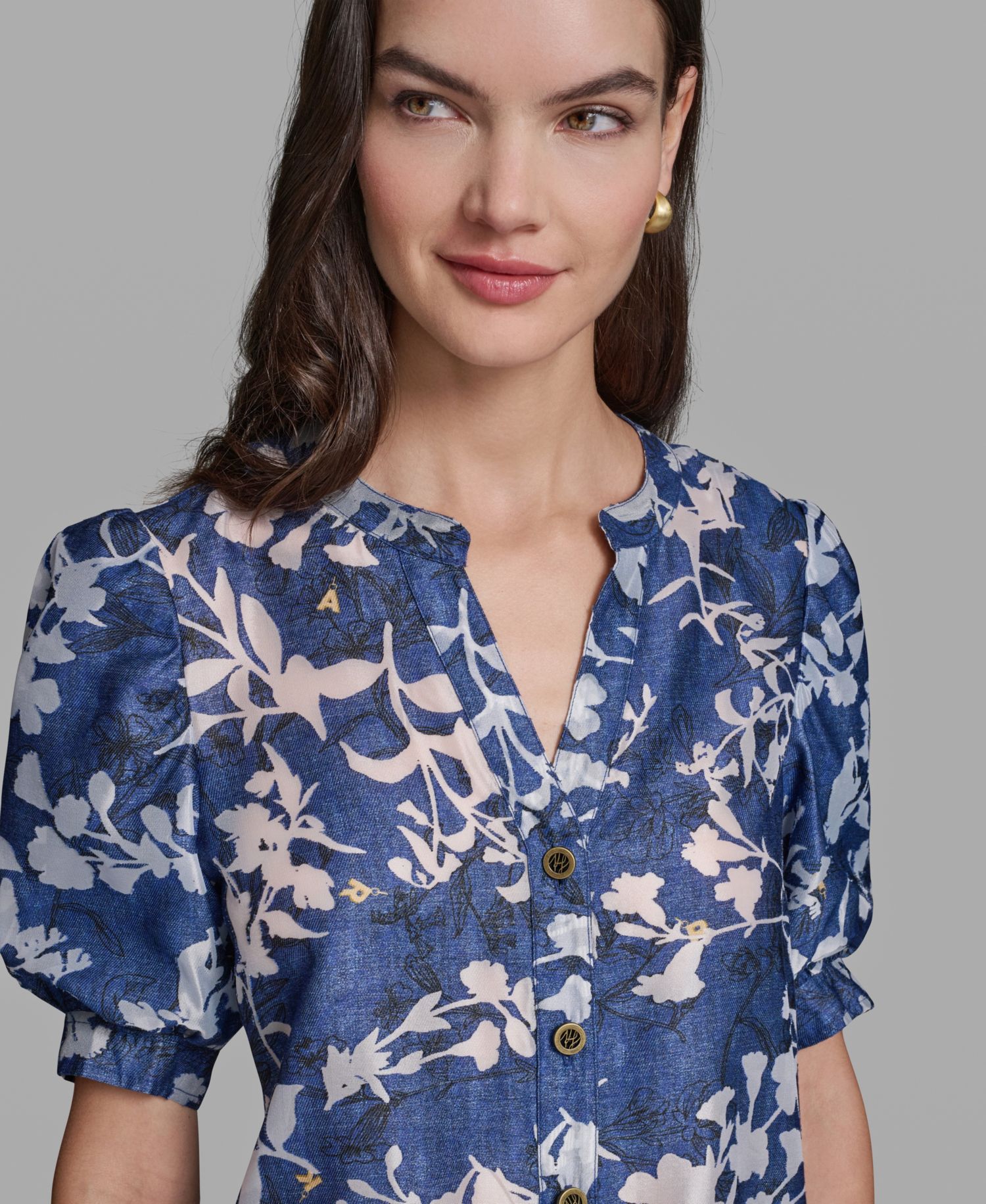 Women's Short-Sleeve Burnout Woven Top