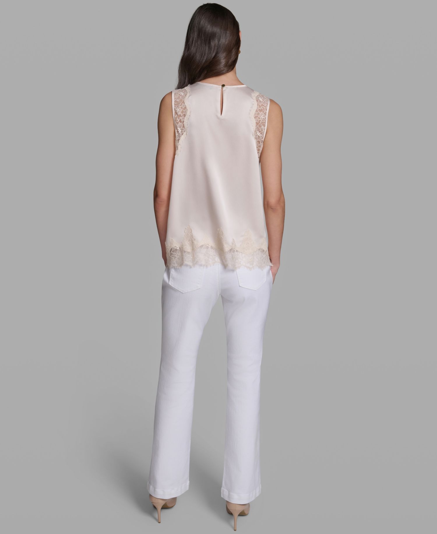 Women's Sleeveless Lace Trim Cami Top