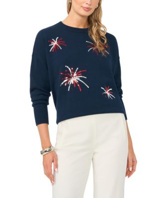 Women's Firework Motif Crewneck Sweater