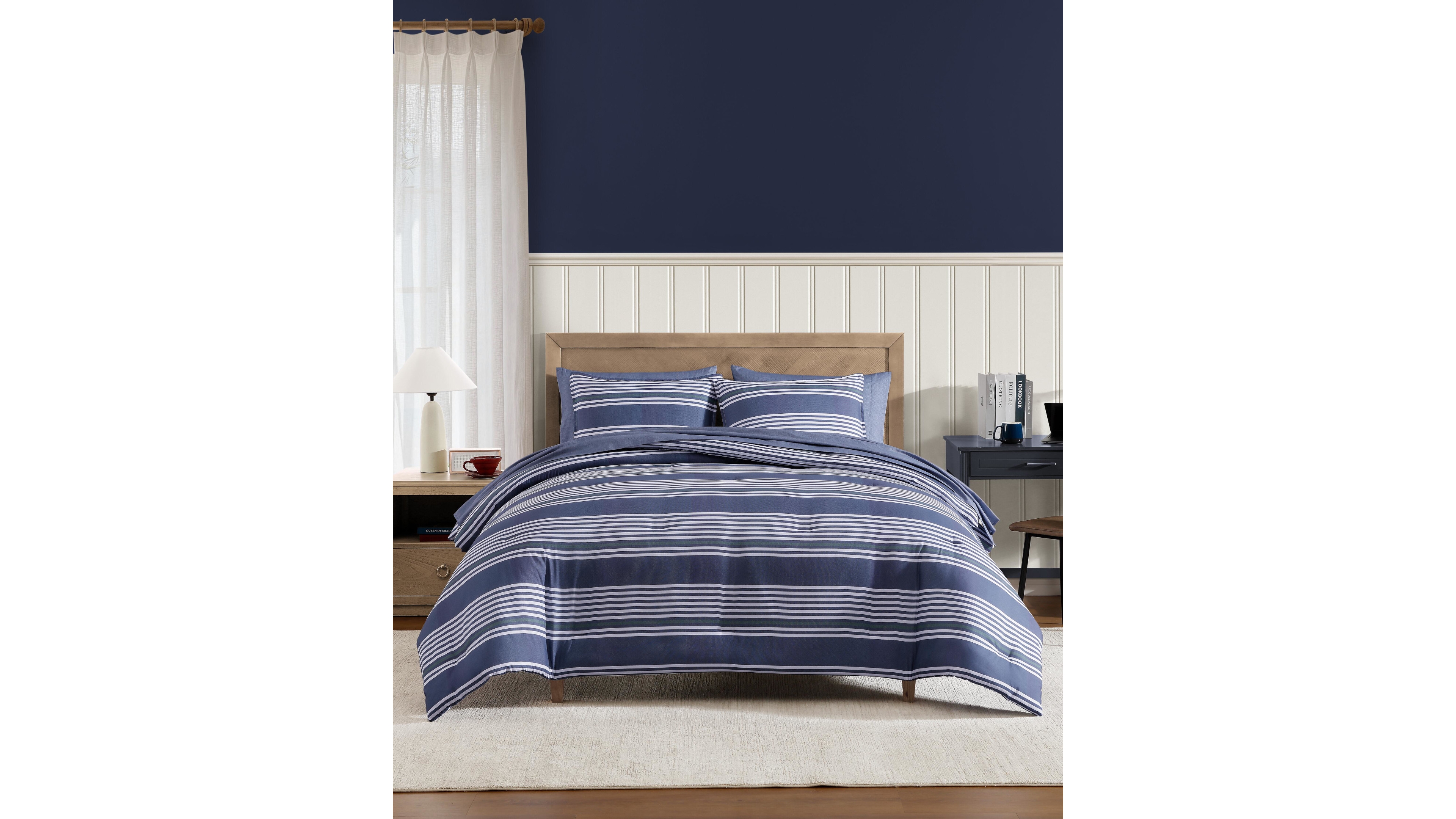 Tommy Hilfiger Lido Stripe Washed Microfiber 7-Pc. Comforter Set