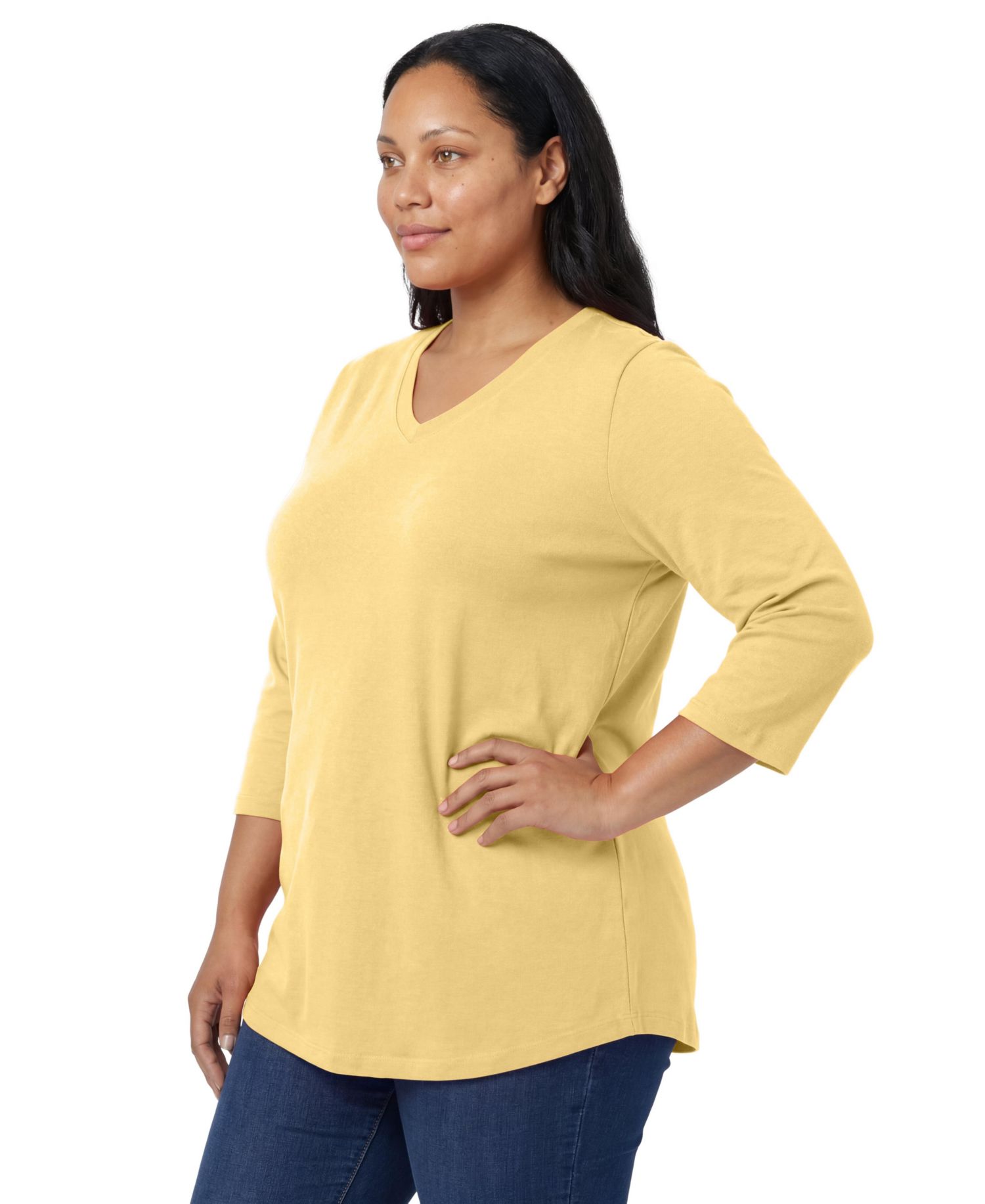 Women's Within Perfect Three-Quarter Sleeve V-Neck Tee