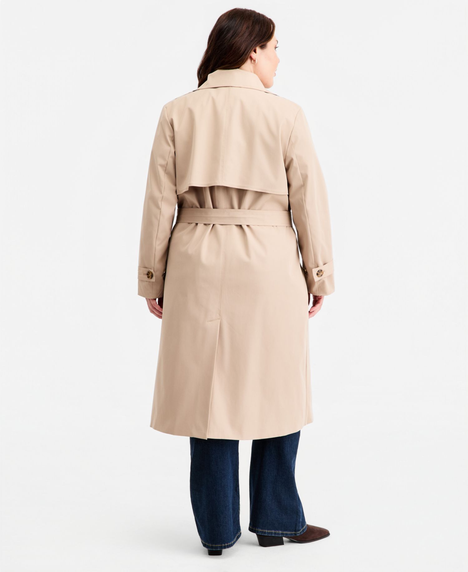 Plus Size Double-Breasted Belted Trench Coat