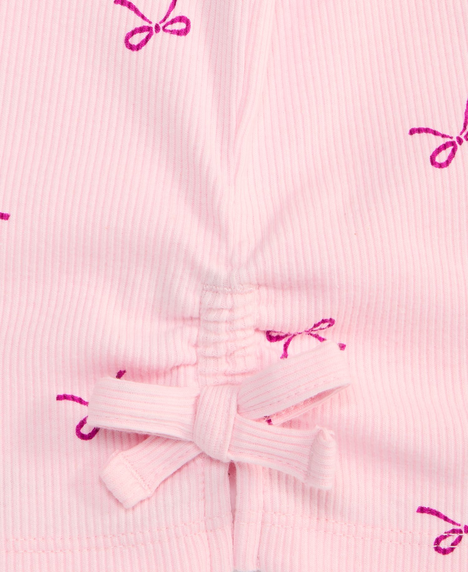 Girls' 5-20 Bows-Print Ribbed T-Shirt
