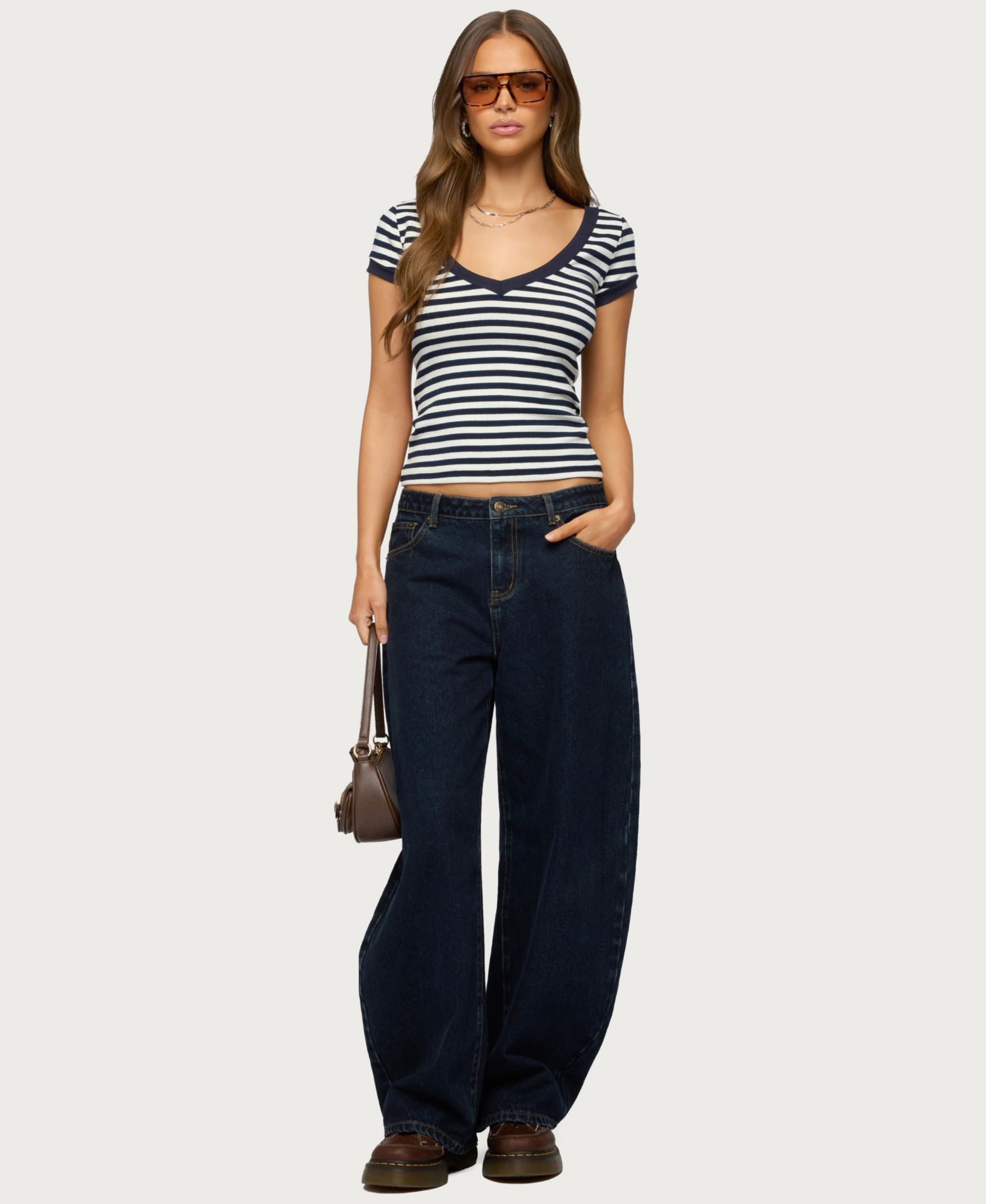 Women's Antonela Striped V Neck T Shirt
