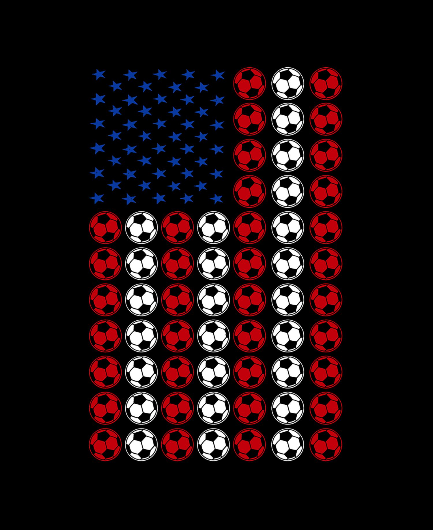 Men's American Flag Soccer Balls Word Art Raglan-Sleeve T-Shirt