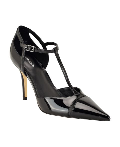 Женские туфли Calvin Klein Odielle T-Strap Stiletto Pumps, цвет: Чёрный лаковый