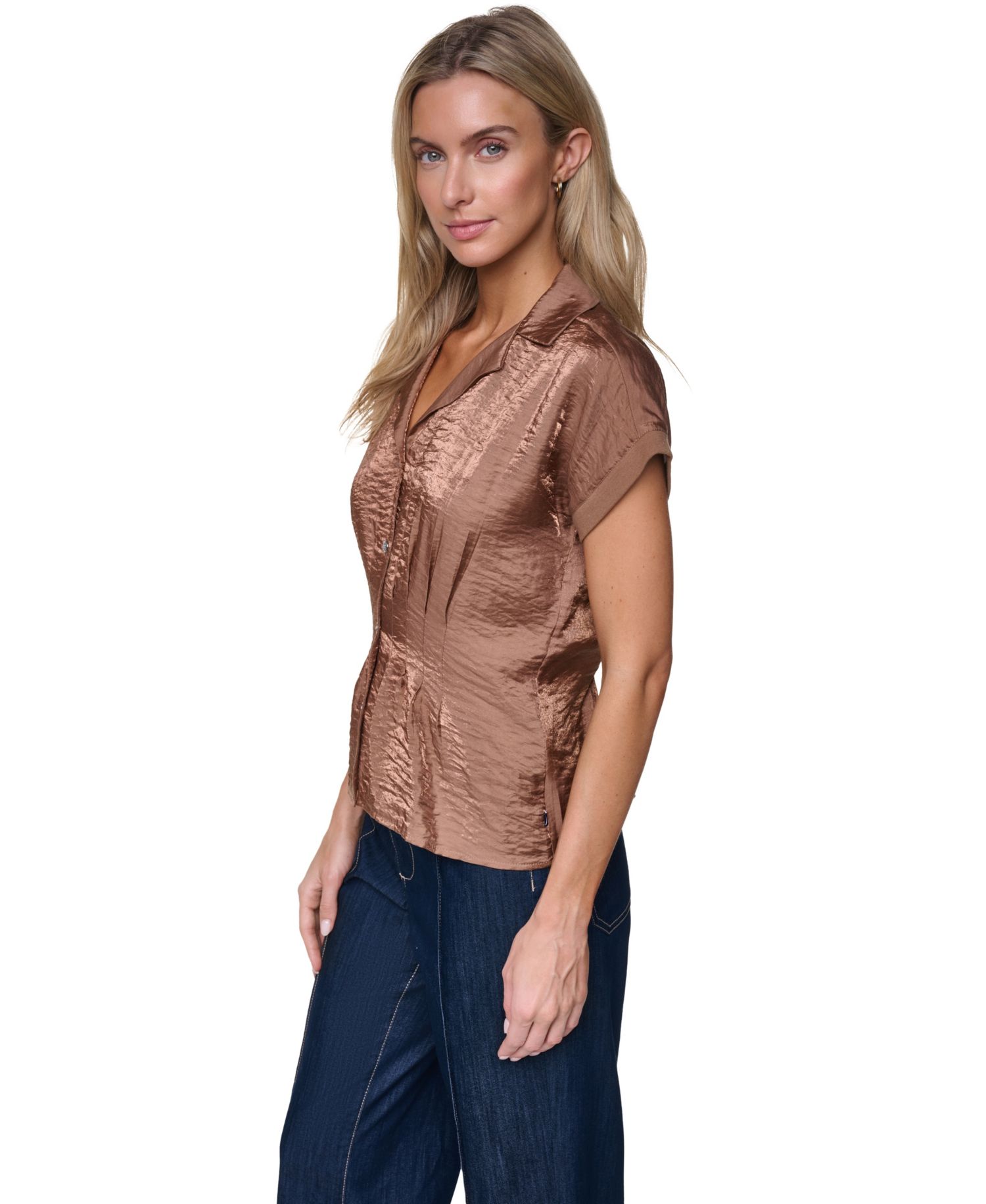 Women's Short-Sleeve Pleated Shirt