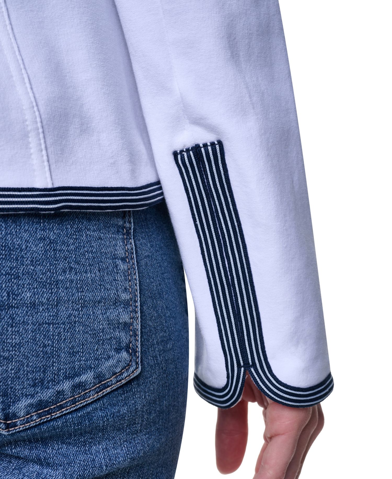 Women's Cotton-Blend Band Collar Captain Jacket