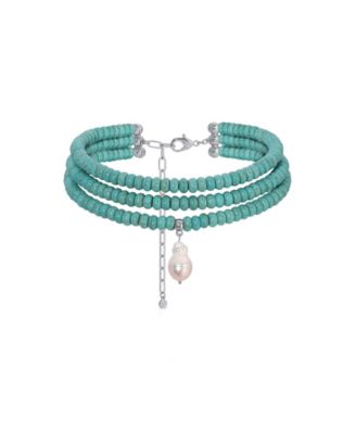 Ettika Marina Layers Rose Quartz Necklace - TurquoiseSilver 120$