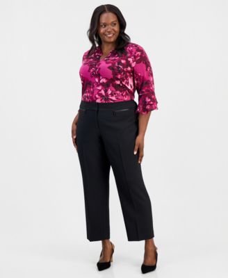 Plus Size High-Rise Slim-Leg Pants