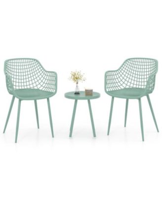 3 Piece Patio Chair Set with PP Seat and Tabletop for Porch
