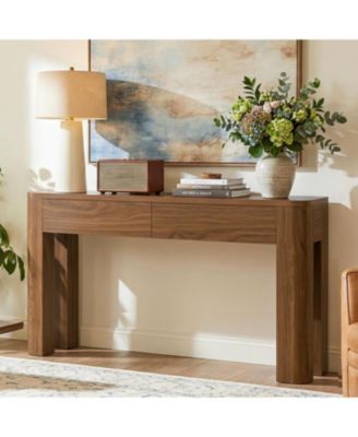 Console Table with 2 Drawers for Entryway, 63 Inches Narrow Long Sofa Table Behind Couch with Storage, Farmhouse Accent Entrance Piece
