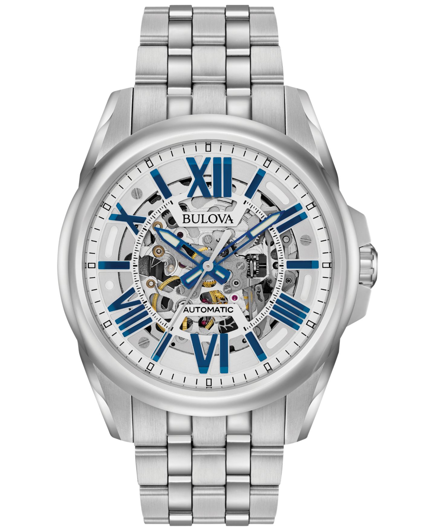 Мужские часы Bulova Automatic Stainless Steel Bracelet Watch 43mm 96A187 — фото 1