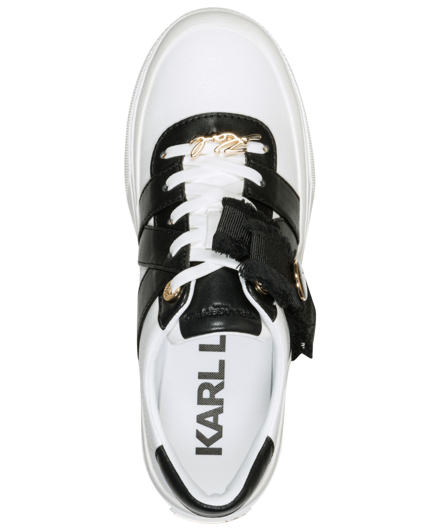 Женские кроссовки KARL LAGERFELD PARIS Greysen Lace-Up, цвет: Яркий белый / Чёрный — фото 4