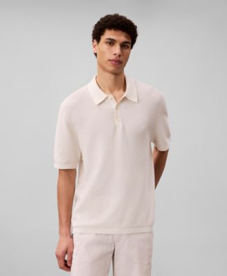 Men's Textured Cotton Short-Sleeve Polo Shirt