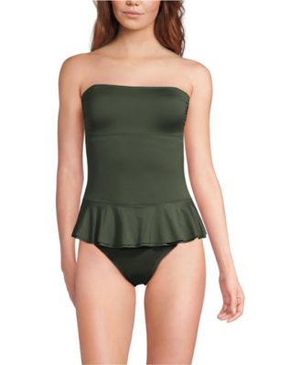Women's Sculpting Suit Ruffle Bandeau One Piece Swimsuit