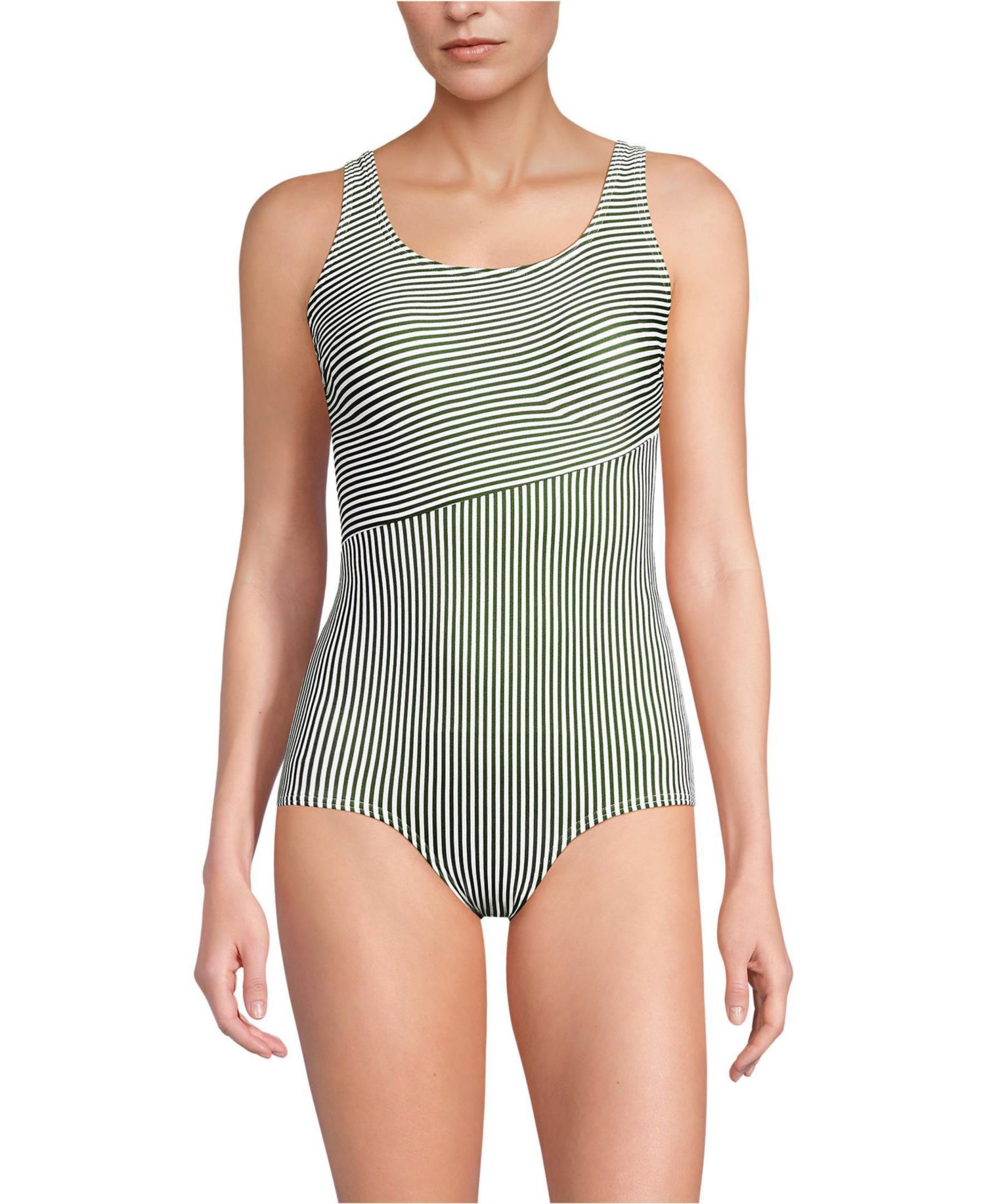 Women's Scoop Neck Tugless Sporty One Piece Swimsuit