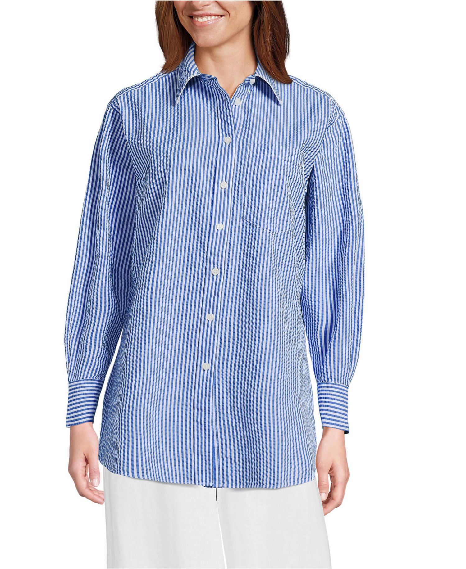 Women's Oversized Seersucker Shirt