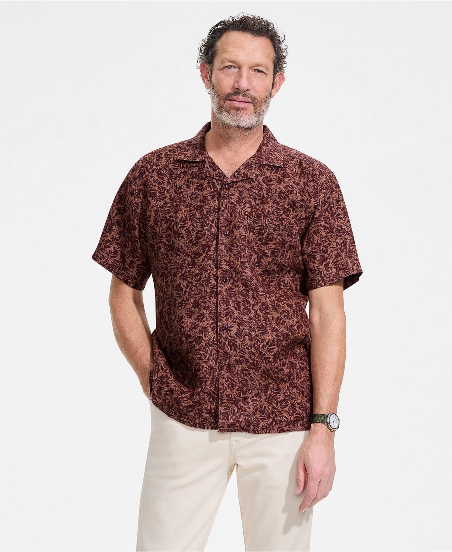 Men's Short Sleeve Linen Hawaiian Camp Collar Shirt
