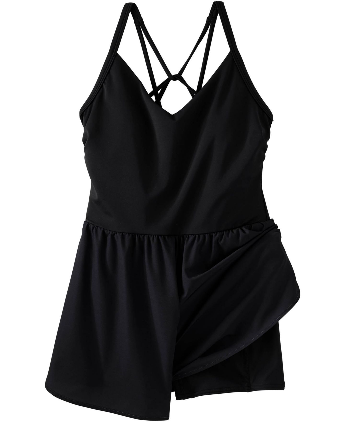 Женский комбинезон Lands' End Tugless V-Neck Strappy X-Back Swim Romper, цвет: Чёрный — фото 4