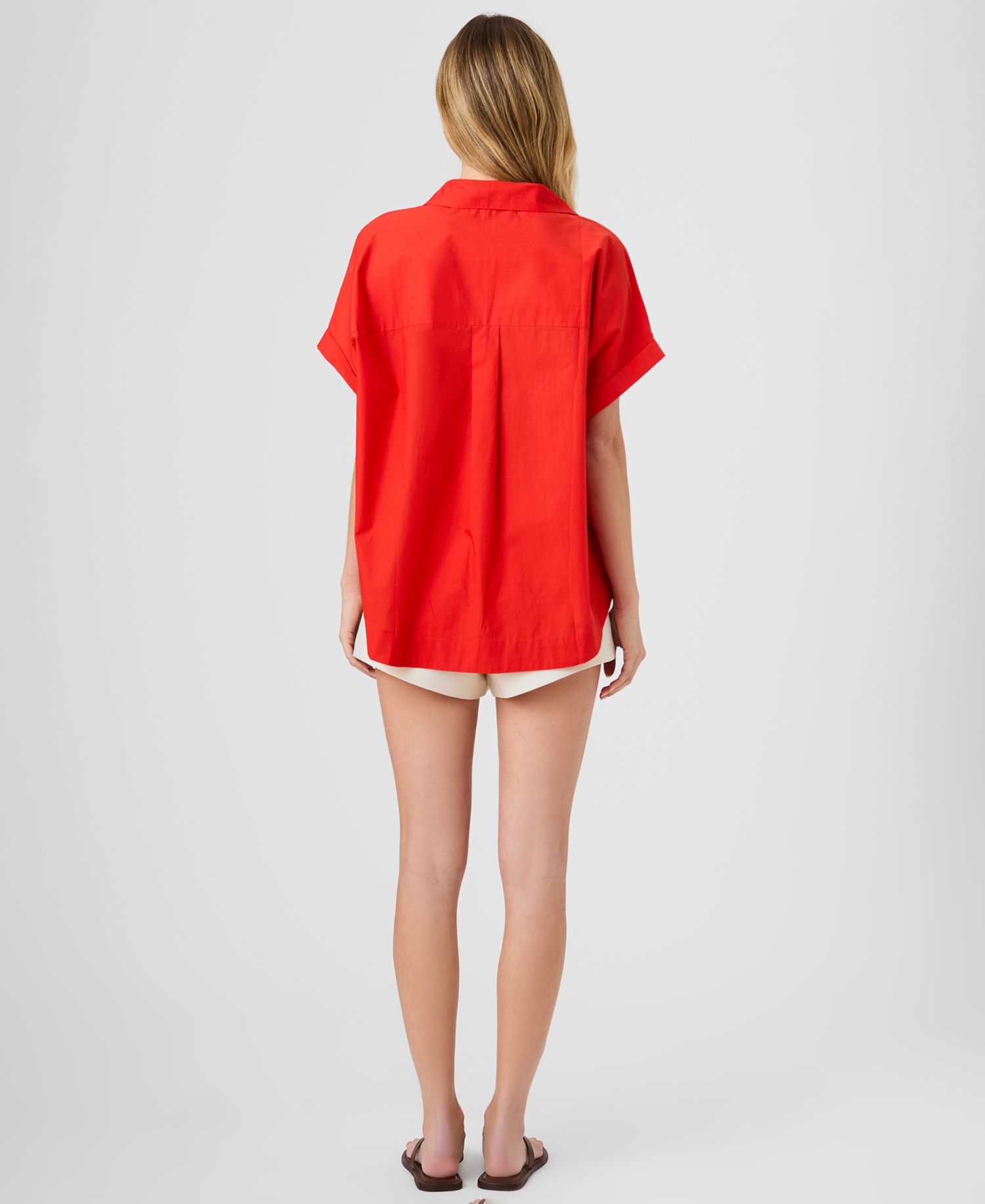 Women's Poplin Collared Top