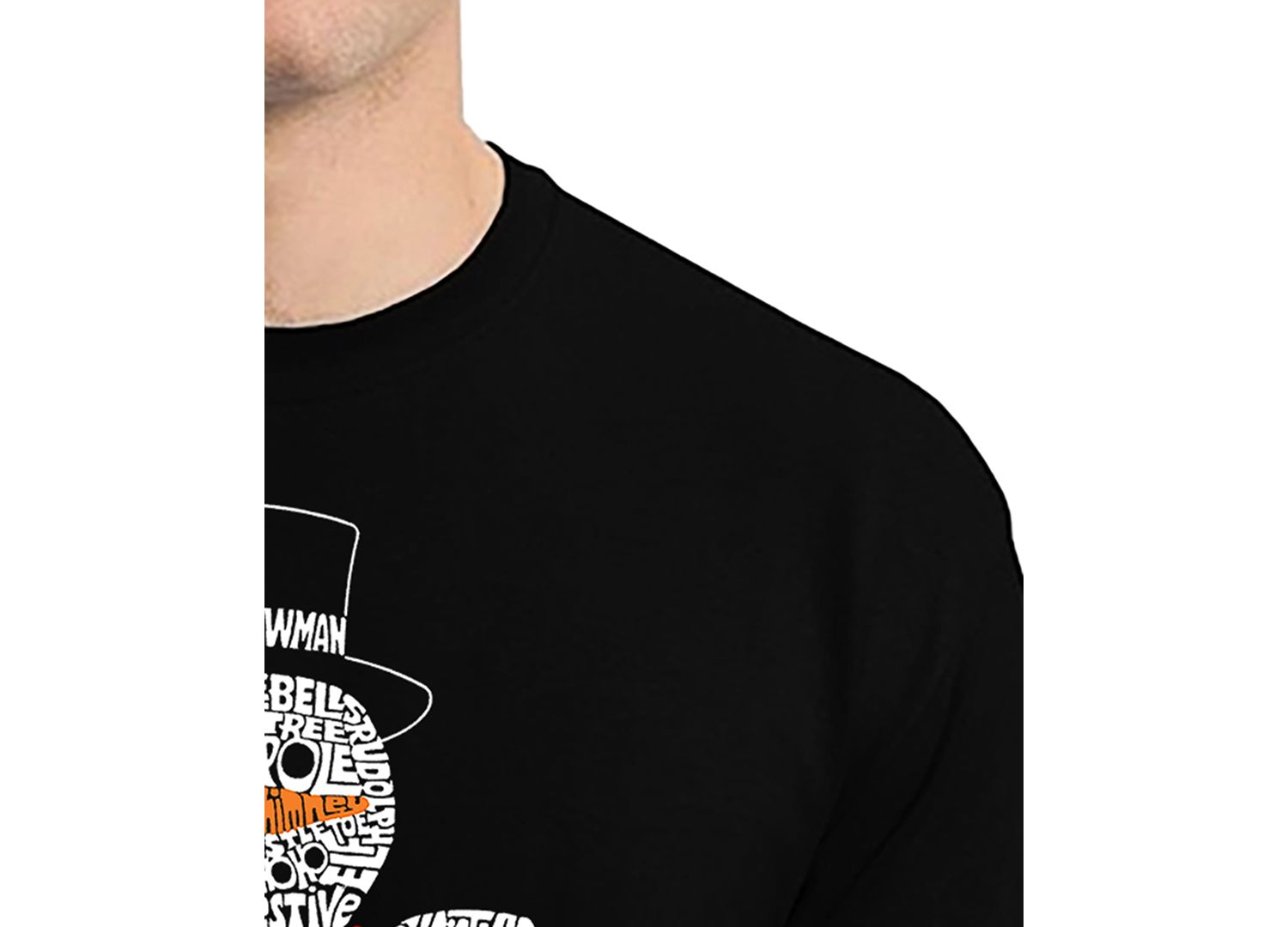 Men's Peeking Snowman Christmas Word Art T-Shirt