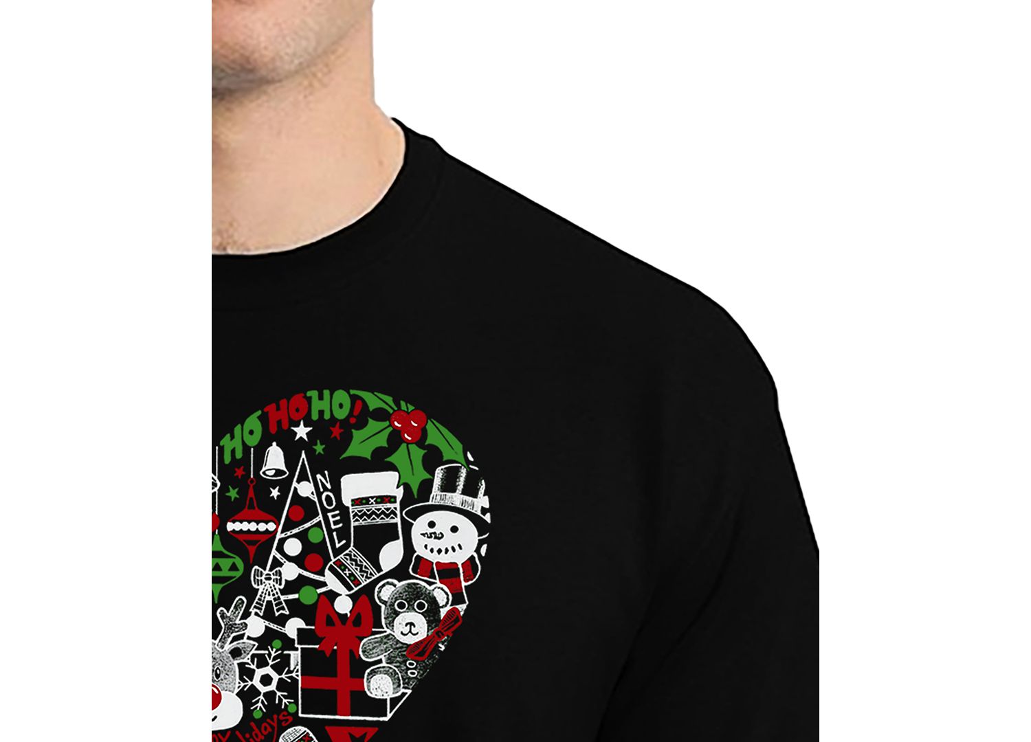 Men's Christmas Themed Heart Word Art T-Shirt