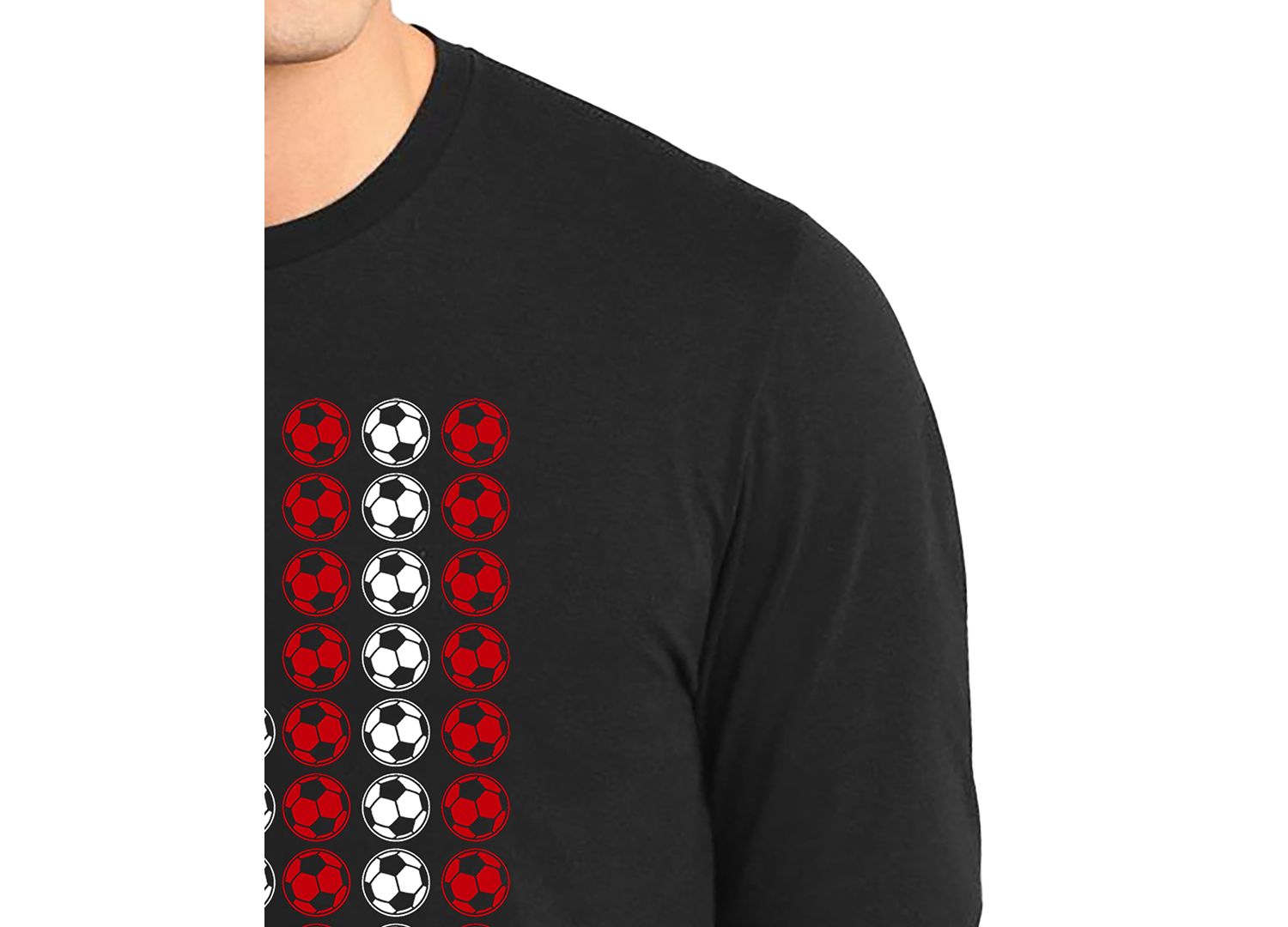 Men's American Flag Soccer Balls Word Art Long-Sleeve T-Shirt