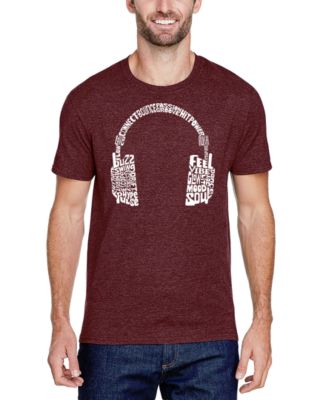 Men's Headphones Word Art Cotton and Polyester Blend T-Shirt