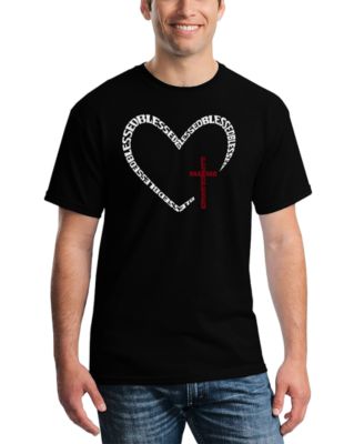 Men's Blessed Heart Cross Word Art T-Shirt