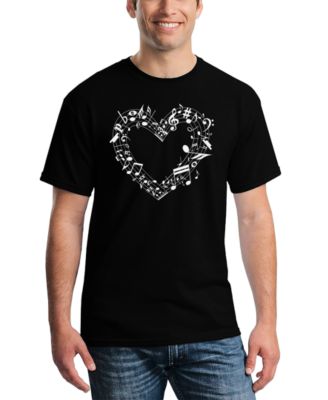 Men's Music Notes Heart Word Art T-Shirt
