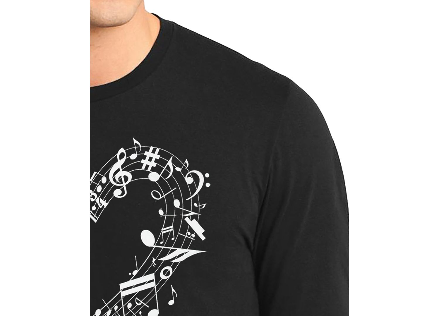 Men's Music Notes Heart Word Art Long-Sleeve T-Shirt